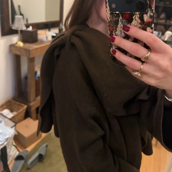 Zara Short Knit Scarf Coat - Picture 6 of 8